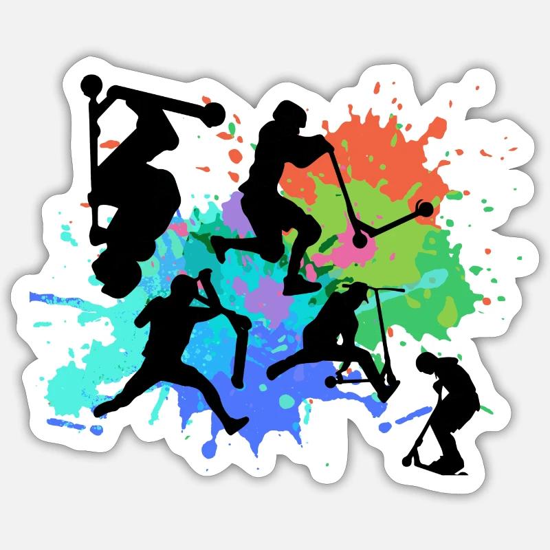 Stuntscooter,Trickscooter,tricks,stunt,e-scooter - Sticker Größe S (10 x 10 cm) - Mattweiß