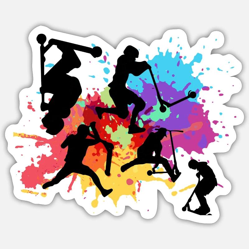 Stuntscooter,Trickscooter,tricks,stunt,e-scooter - Sticker taille S (10 x 10 cm) - blanc mat