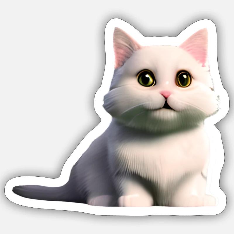white cat - Sticker size S (10 x 10 cm) - white matte