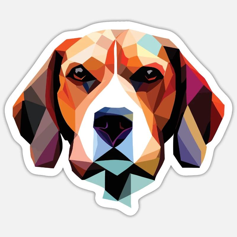 Beagle Dog Polygon - Sticker size S (10 x 10 cm) - white matte
