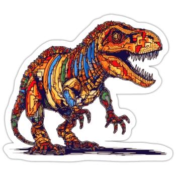 Pixel Dino in the style of old video games graphics - Sticker size S (10 x 10 cm) - white matte - Front