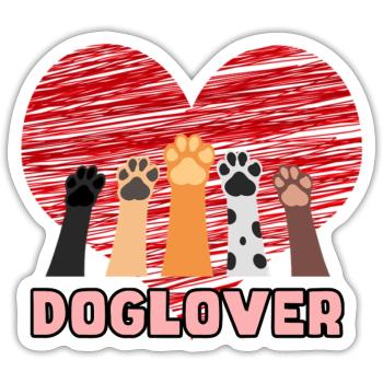 Doglover pour les vrais amoureux des chiens # - Sticker taille S (10 x 10 cm) - blanc mat - Devant