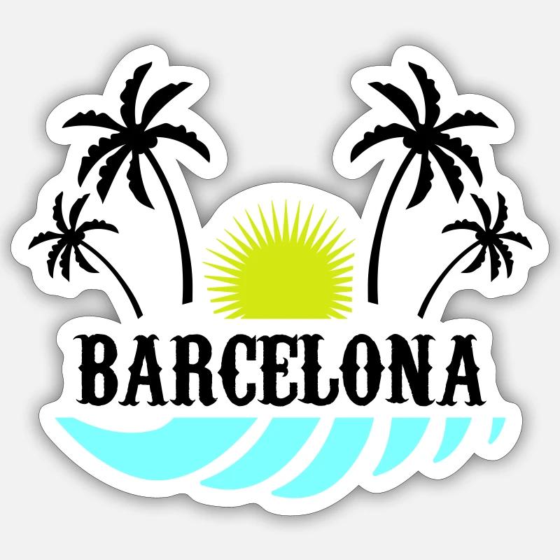 Barcelone - Sticker taille S (10 x 10 cm) - blanc mat