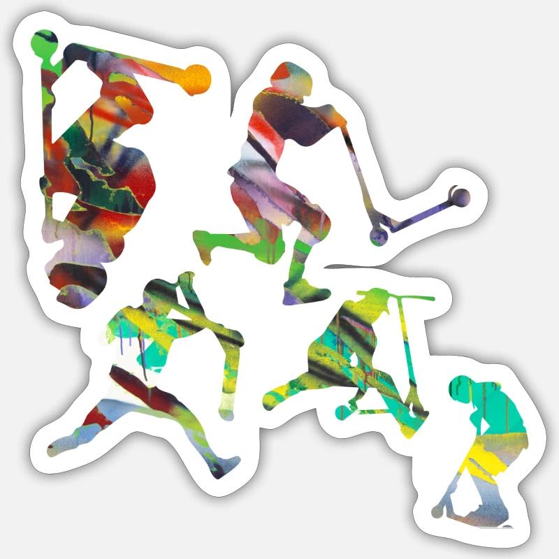 scooters cascadeurs,scooters trick,tricks,stunt,e-scooter - Sticker taille S (10 x 10 cm) - blanc mat