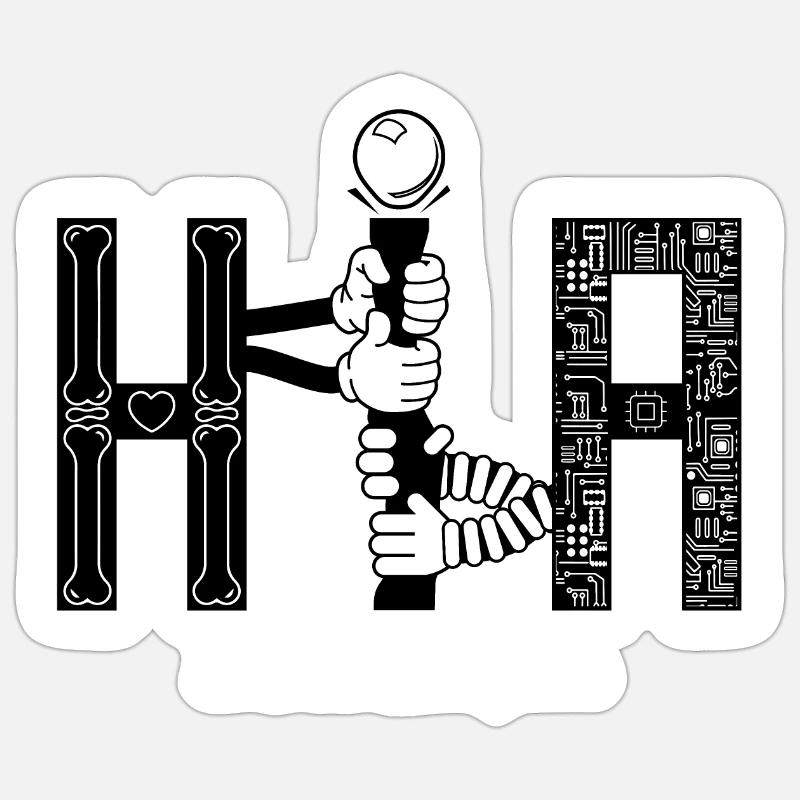 Human vs Artificial Intelligence - Sticker Größe S (10 x 10 cm) - Mattweiß