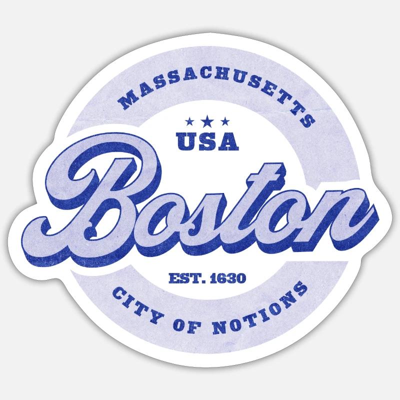 Boston Schriftzug Kreisabzeichen - Sticker Größe S (10 x 10 cm) - Mattweiß