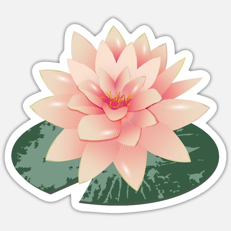 Beau nénuphar avec pétale de nénuphar vert - Sticker taille S (10 x 10 cm) - blanc mat
