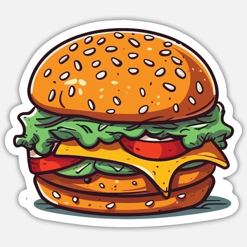 Un énorme burger - Sticker taille S (10 x 10 cm) - blanc mat