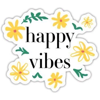 happy vibes - Sticker Größe S (10 x 10 cm) - Mattweiß - Vorne