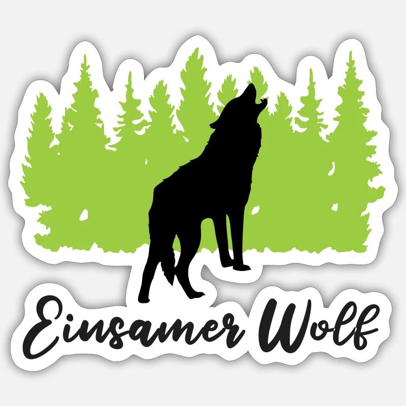 "Einsamer Wolf: Mystische Einzelgängigkeit" - Sticker Größe S (10 x 10 cm) - Mattweiß