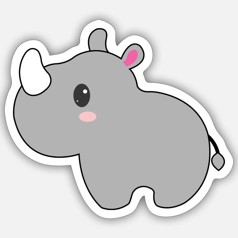 Modo le rhinocéros - Sticker taille S (10 x 10 cm) - blanc mat