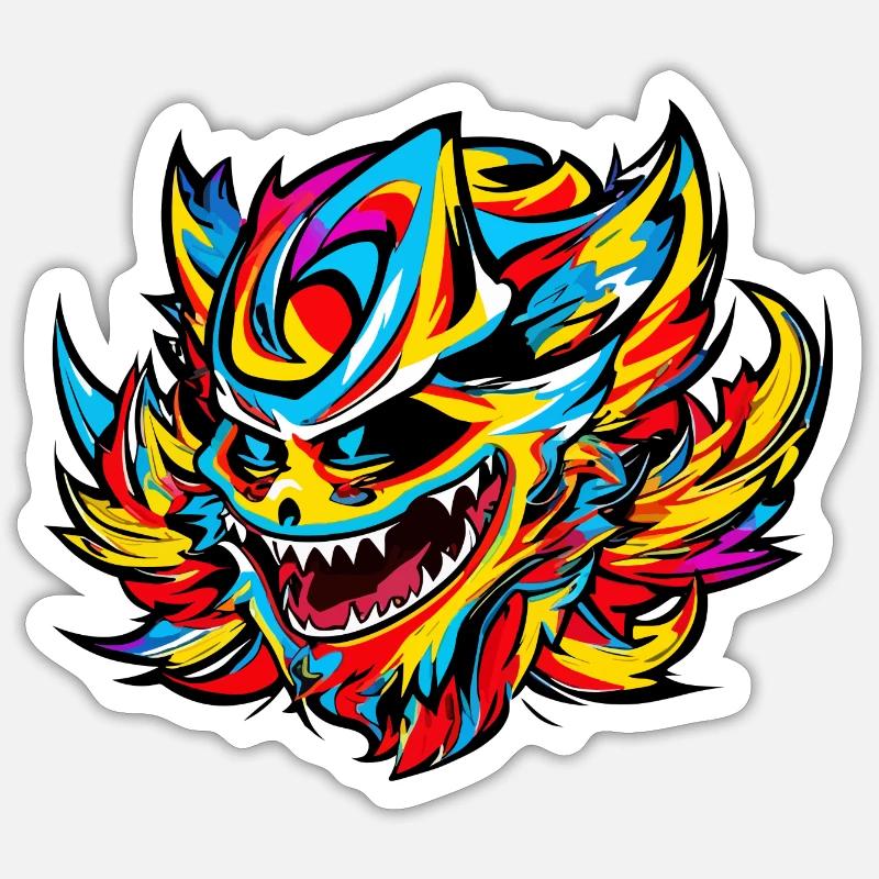 Glückliches Monster - Sticker Größe S (10 x 10 cm) - Mattweiß