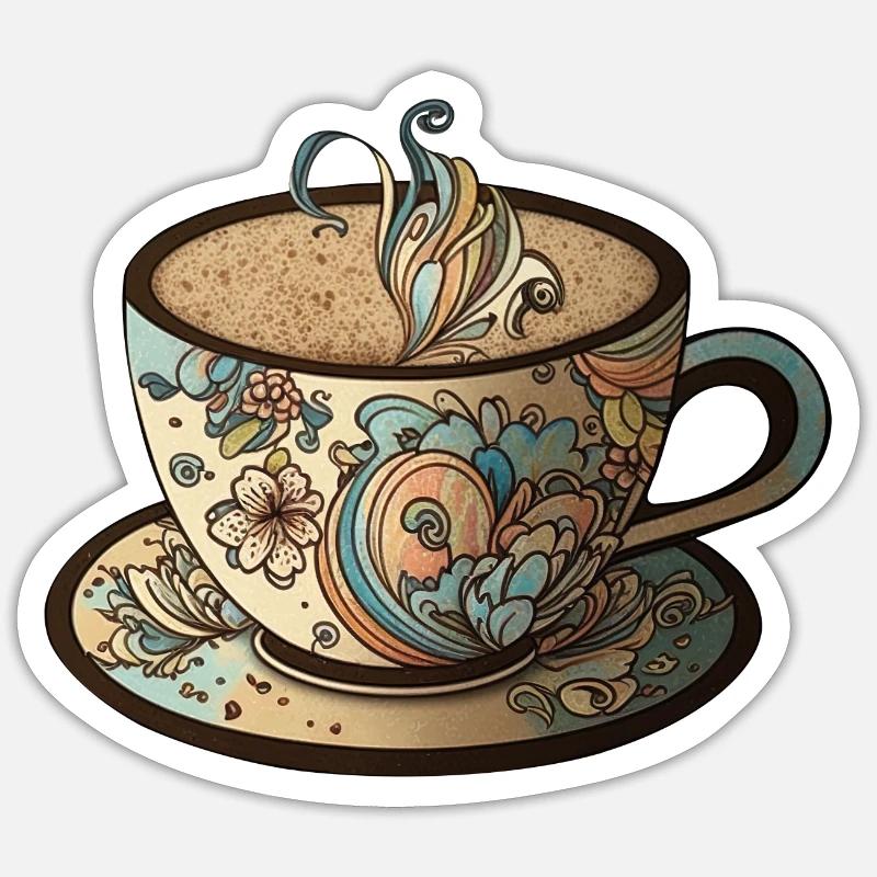 Whimsical cappuccino cup Sticker size S (10 x 10 cm)