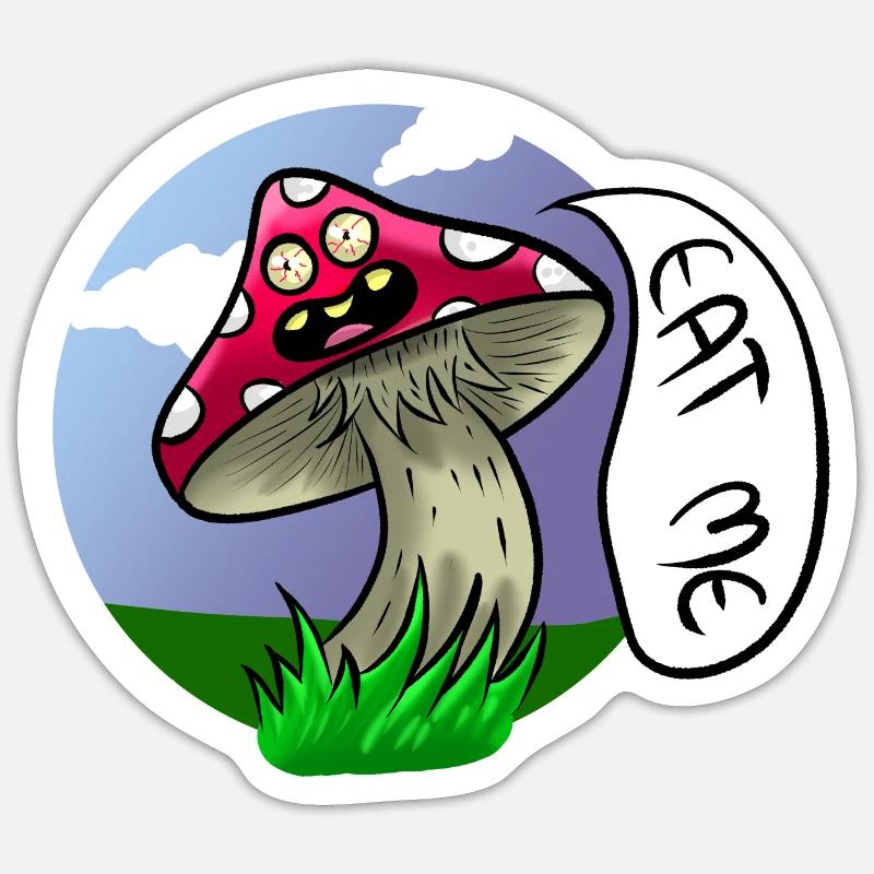 Mushroom Toadstool Magic Mushroom Eat Me psychedeli Sticker size S (10 x 10 cm)