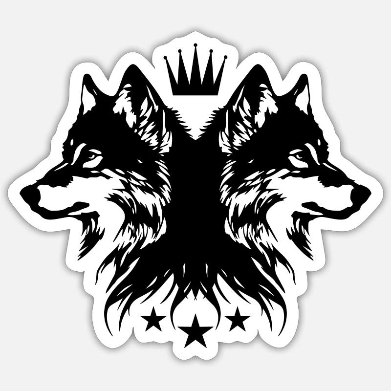 Wolf krone - Sticker Größe S (10 x 10 cm) - Mattweiß