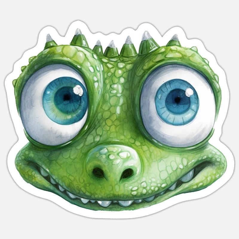 Crocodile Illustration Aquarelle - Sticker taille S (10 x 10 cm) - blanc mat