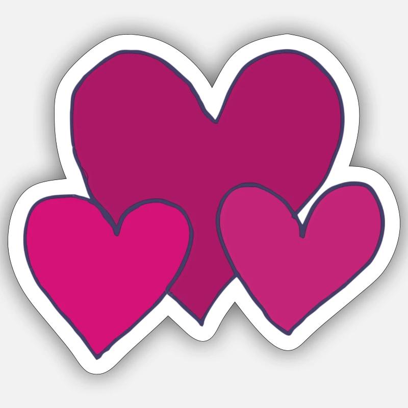 Cuori rosa - Sticker formato S (10 x 10 cm) - bianco opaco