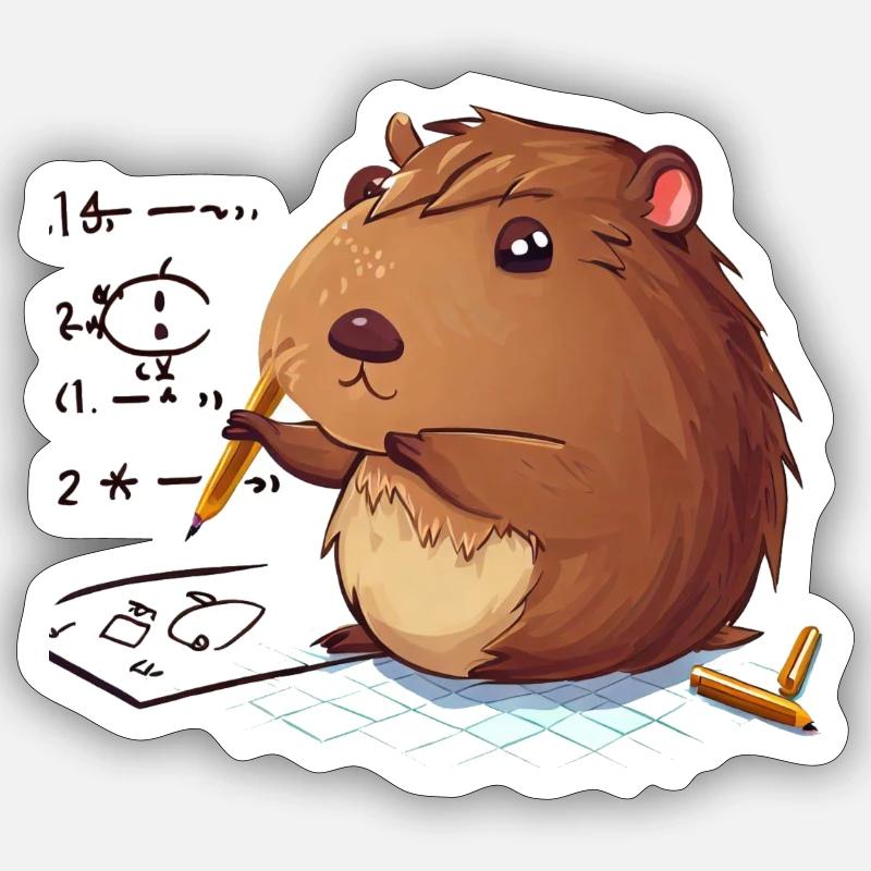 mathematician Capybara Sticker taille S (10 x 10 cm)