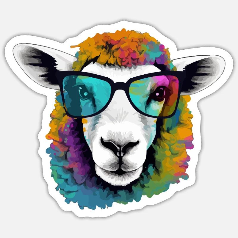 Mimou le mouton - Sticker taille S (10 x 10 cm) - blanc mat