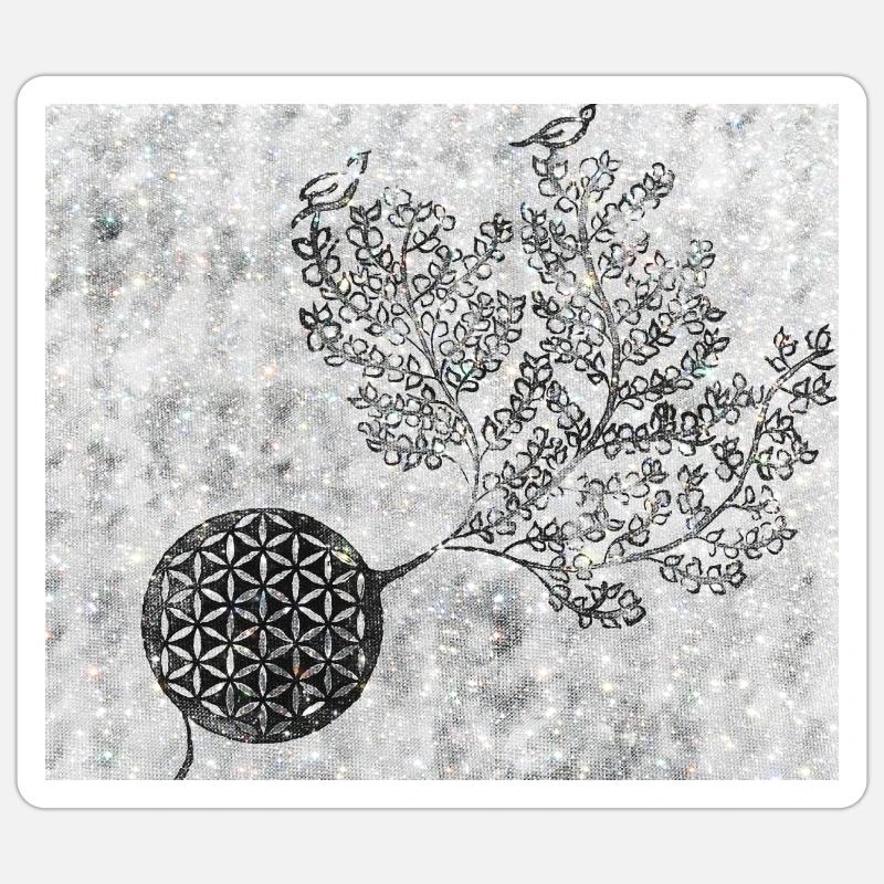 Arbre de vie persan n° 5 - Sticker taille S (10 x 10 cm) - blanc mat