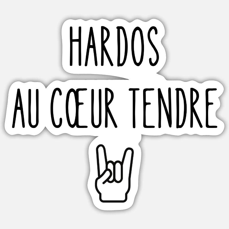 hardos au cœur tendre - Sticker taille S (10 x 10 cm) - blanc mat