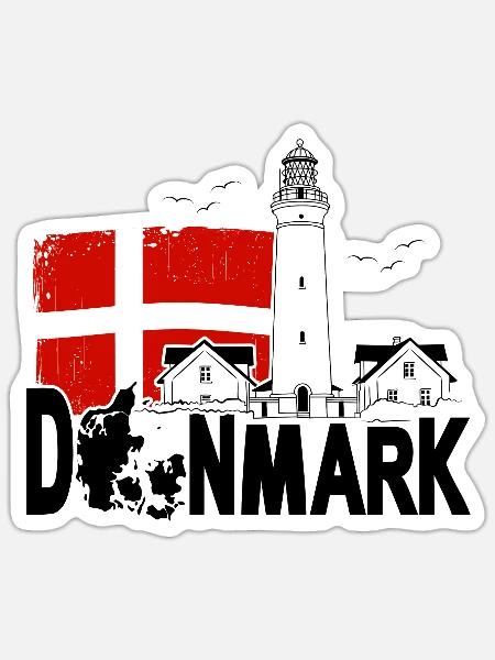Danemark Hirtshals Lighthouse Holidays - Sticker taille S (10 x 10 cm) - blanc mat