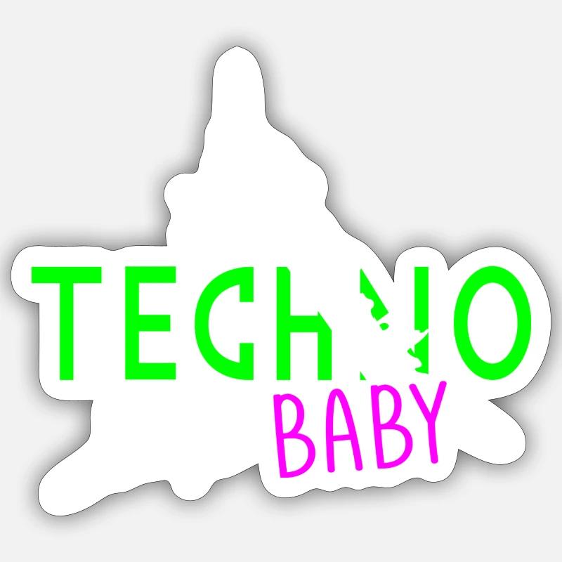 Techno baby 3 - Sticker size S (10 x 10 cm) - white matte