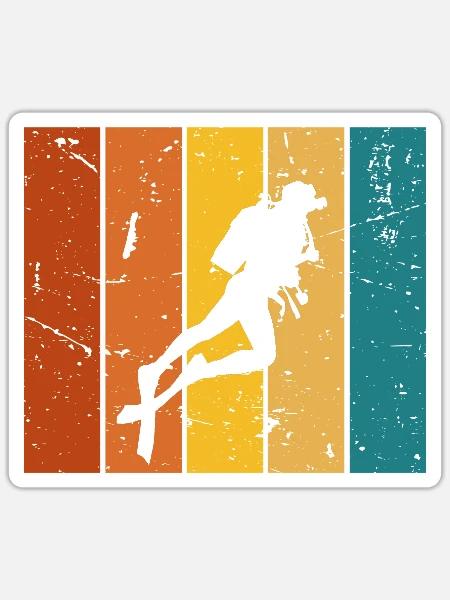 Tauchen Geschenk Vintage - Sticker Größe S (10 x 10 cm) - Mattweiß