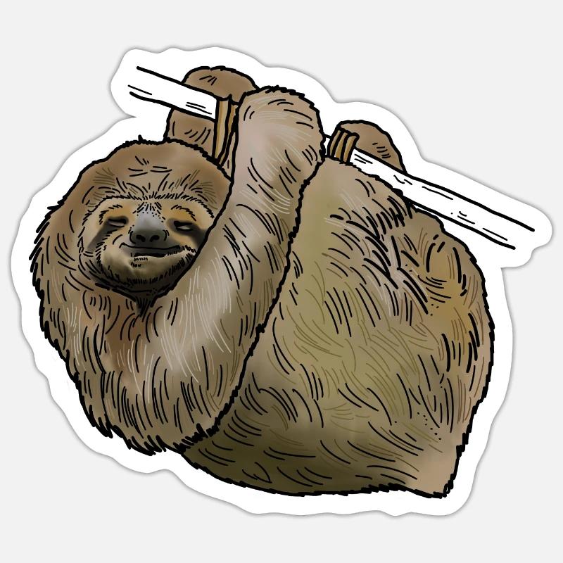 Faultier am Ast - Sticker Größe S (10 x 10 cm) - Mattweiß