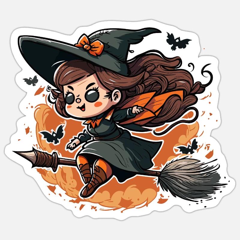 Witchs Night Flight - Sticker size S (10 x 10 cm) - white matte