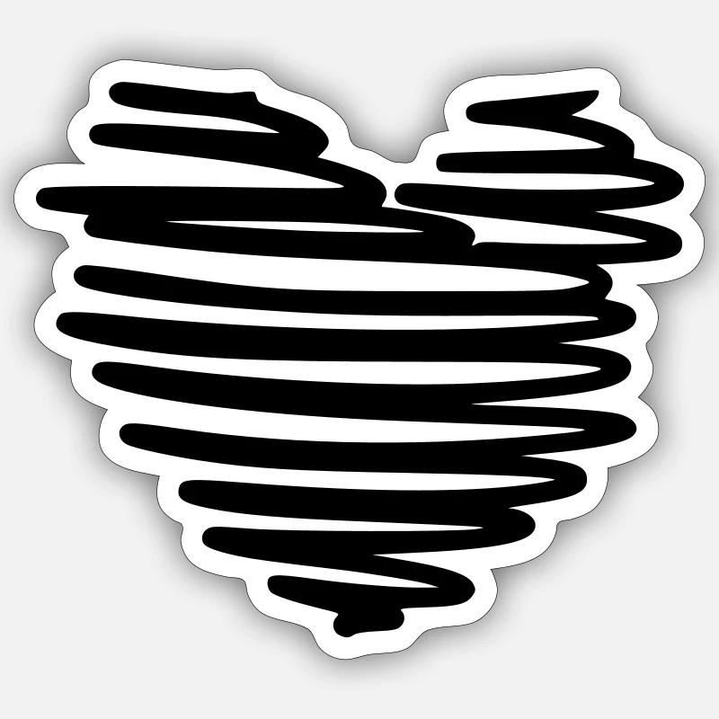 stylisches Herz - Sticker Größe S (10 x 10 cm) - Mattweiß