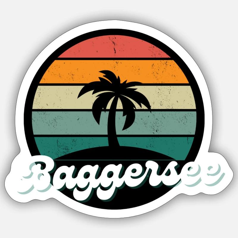 Baggersee Insel Urlaub Freizeit - Sticker Größe S (10 x 10 cm) - Mattweiß