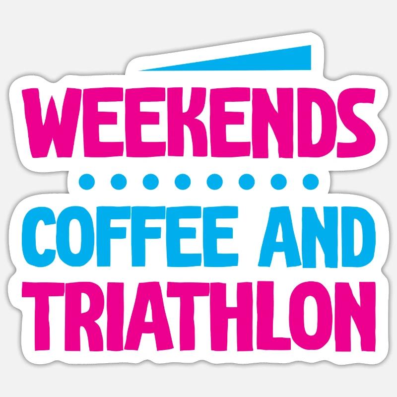 Week-ends Café Et Triathlon 4 - Sticker taille S (10 x 10 cm) - blanc mat