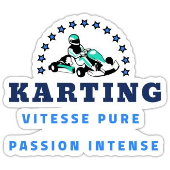 Karting Vitesse Pure Passion Intense Kart Course - Sticker taille S (10 x 10 cm) - blanc mat - Devant