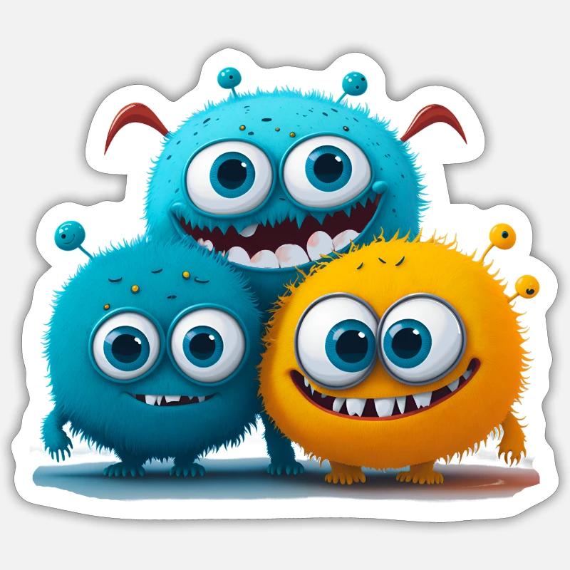 Monsterbande - Sticker Größe S (10 x 10 cm) - Mattweiß