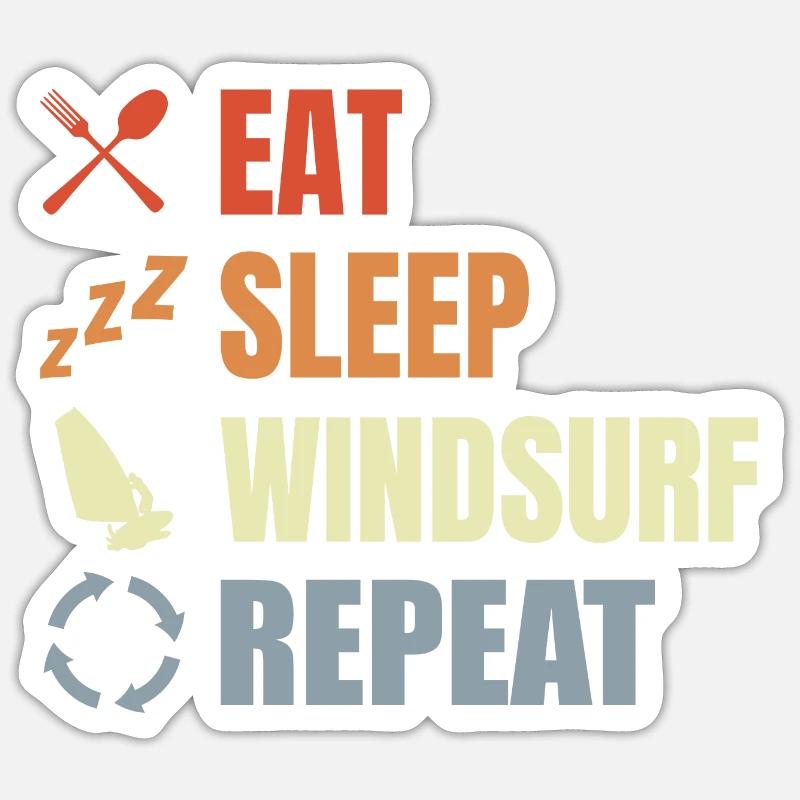 Windsurfer Routine - Sticker Größe S (10 x 10 cm) - Mattweiß