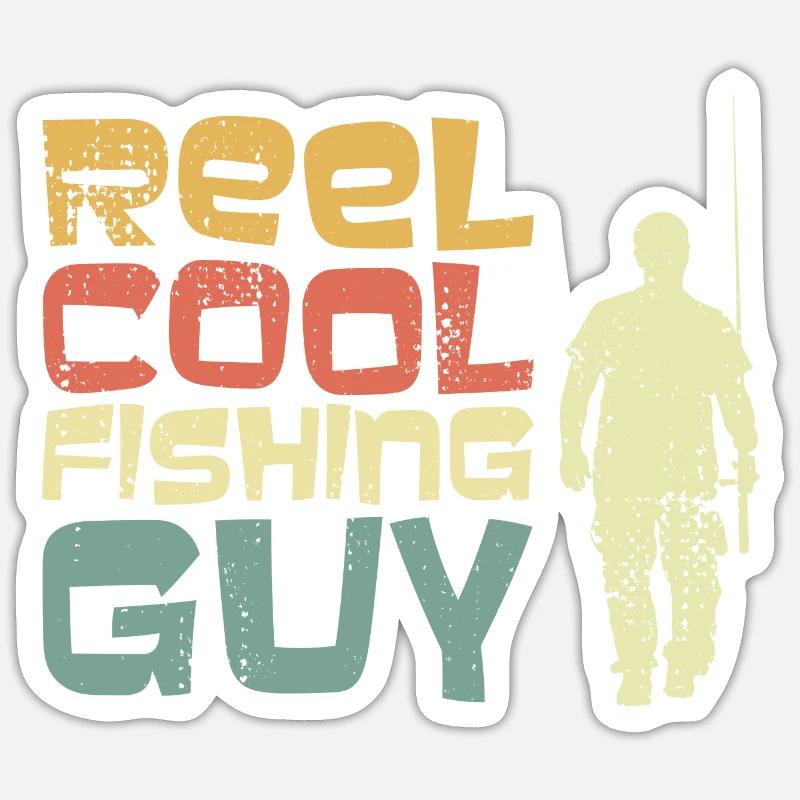 Pêcheur cool - Sticker taille S (10 x 10 cm) - blanc mat