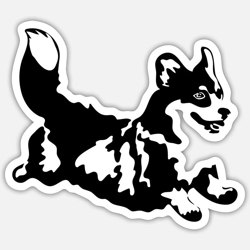 Corgi - Sticker taille S (10 x 10 cm) - blanc mat