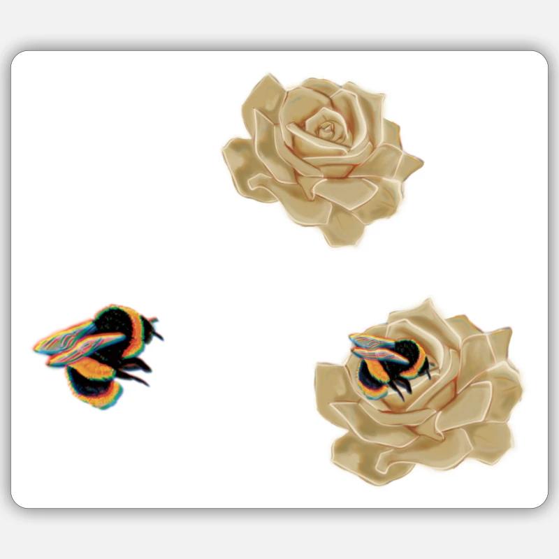 Rose-loving bee - Sticker size S (10 x 10 cm) - white matte
