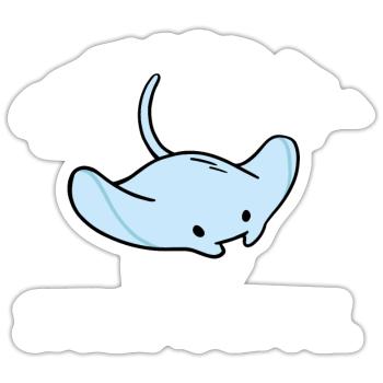 Stachelrochen Mantarochen Ozean Rochen - Sticker Größe S (10 x 10 cm) - Mattweiß - Vorne