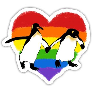 Schwule Pinguine - Sticker Größe S (10 x 10 cm) - Mattweiß - Vorne
