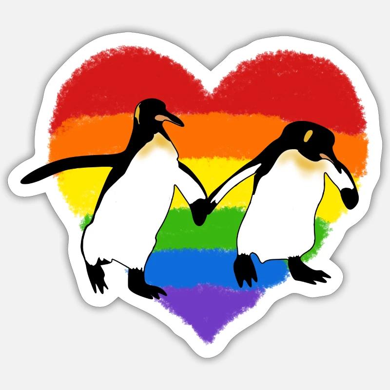 Schwule Pinguine - Sticker Größe S (10 x 10 cm) - Mattweiß