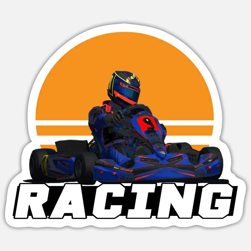 Faire du karting - Sticker taille S (10 x 10 cm) - blanc mat