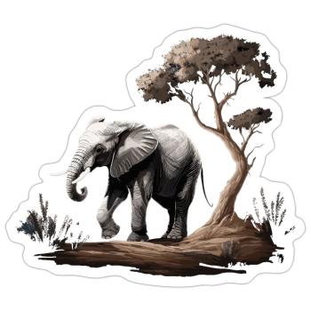 Eléphant Afrique Asie Animal - Sticker taille S (10 x 10 cm) - blanc mat - Devant