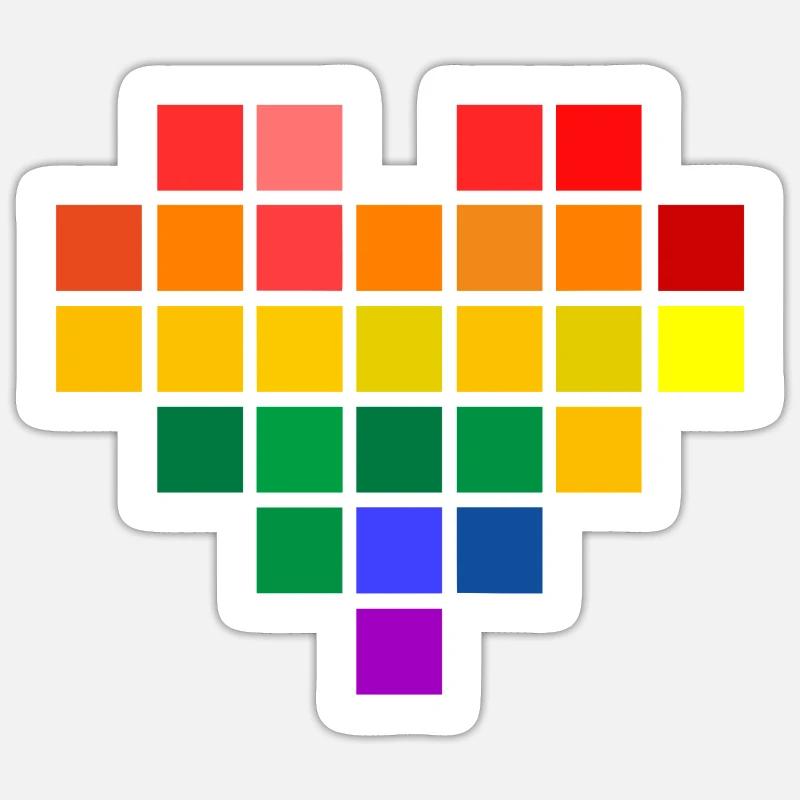 Rainbow Pixel Heart Sticker size S (10 x 10 cm)