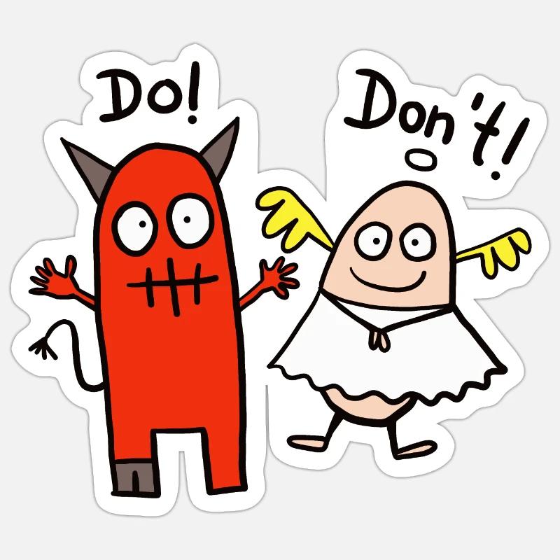 Engelchen und Teufelchen Sticker Größe S (10 x 10 cm)