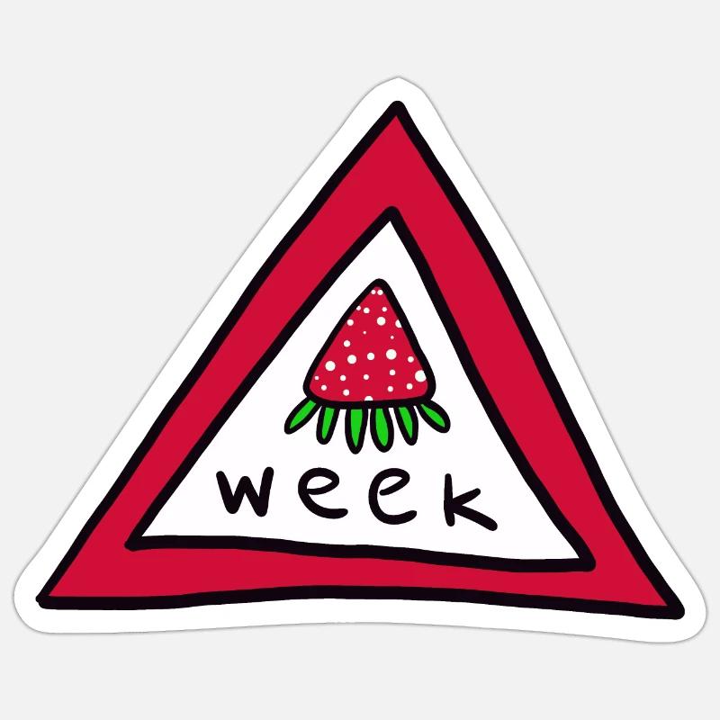 strawberryweek - Semaine de la fraise - Sticker taille S (10 x 10 cm) - blanc mat