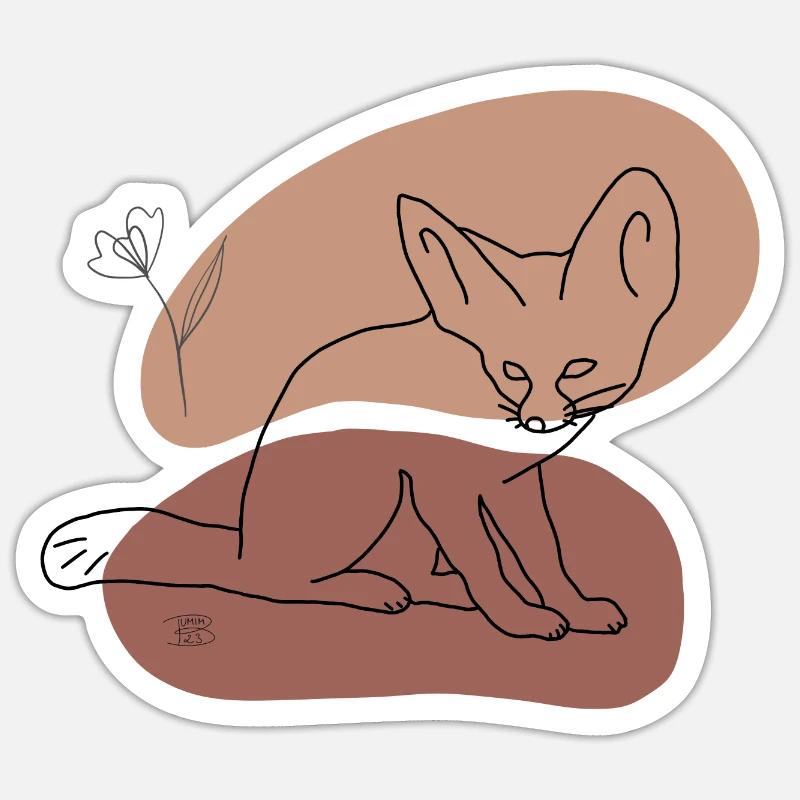 « Fennek », Boho Line Art Design, série « Desert » Sticker taille S (10 x 10 cm)