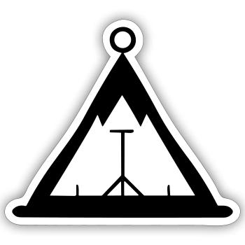 tente de camping - Sticker taille S (10 x 10 cm) - blanc mat - Devant