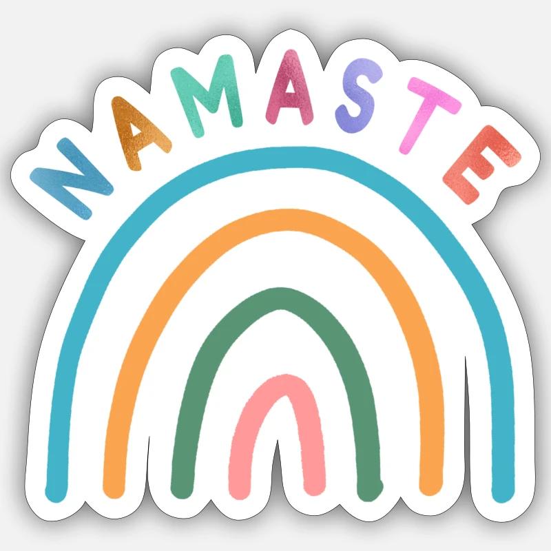 Namaste, rainbow, customizable - Sticker size S (10 x 10 cm) - white matte